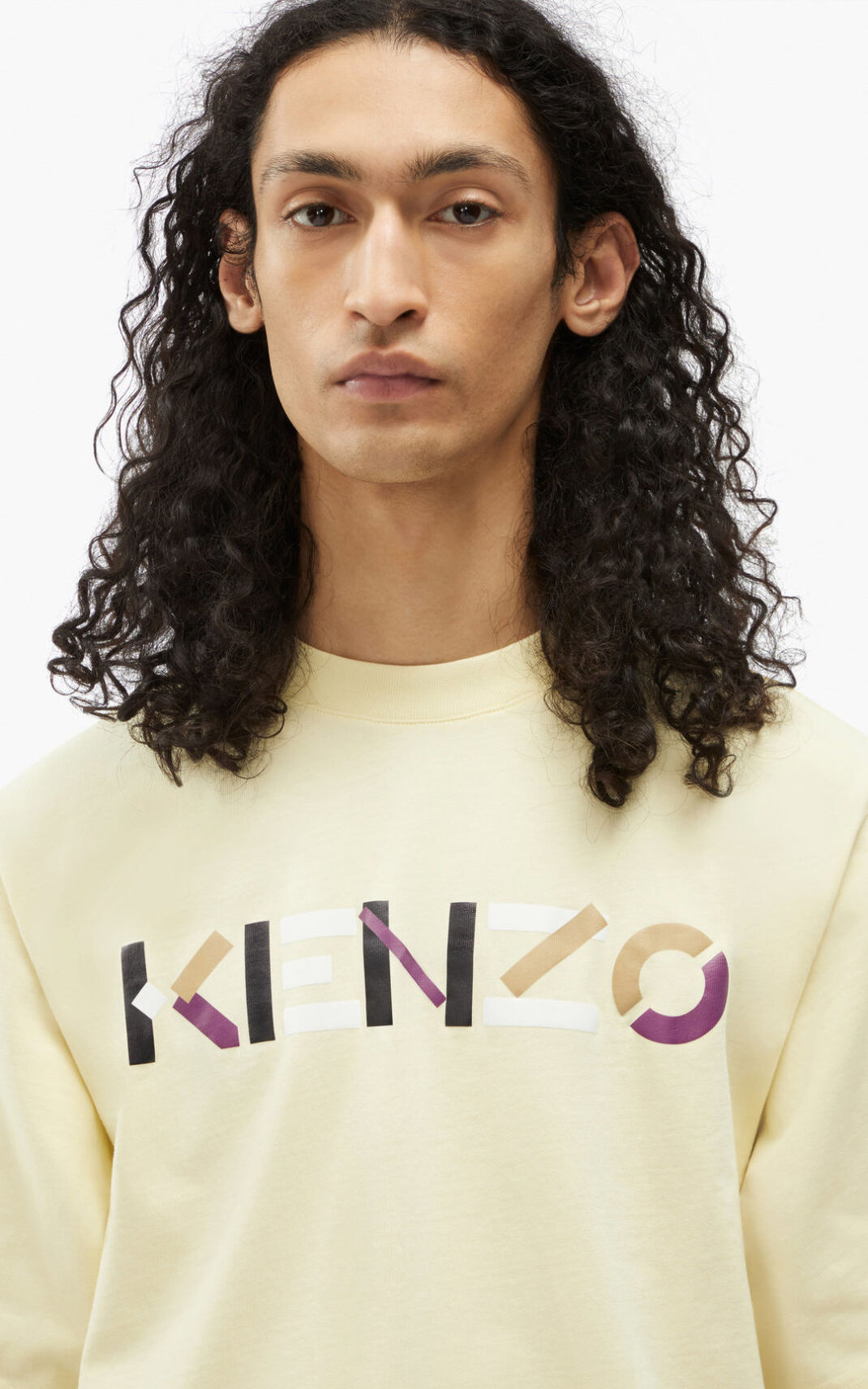Kenzo Multicoloured oversize Logo T Shirt Cream For Mens 2938TMYPE